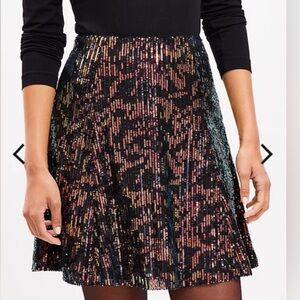LOFT Black Lined Sequin Skirt (size 6)